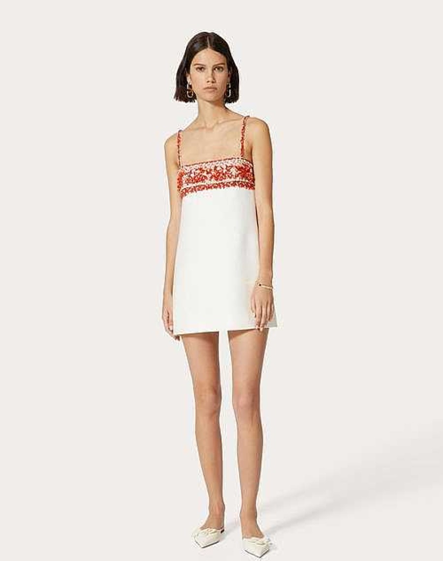 Valentino Embroidered Crepe Couture Short Dress | Dresses