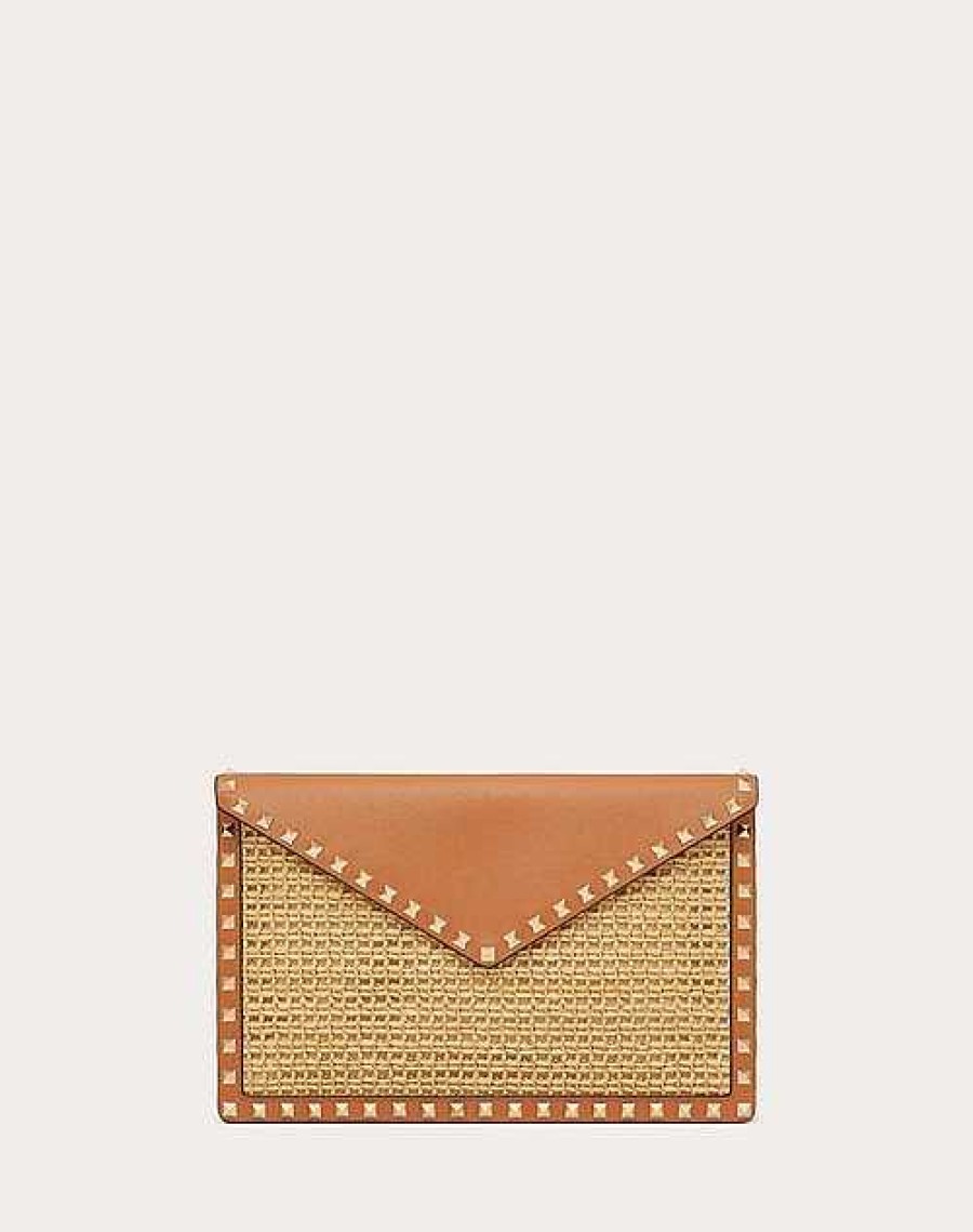 Valentino Rockstud Raffia Clutch Bag | Mini Bags