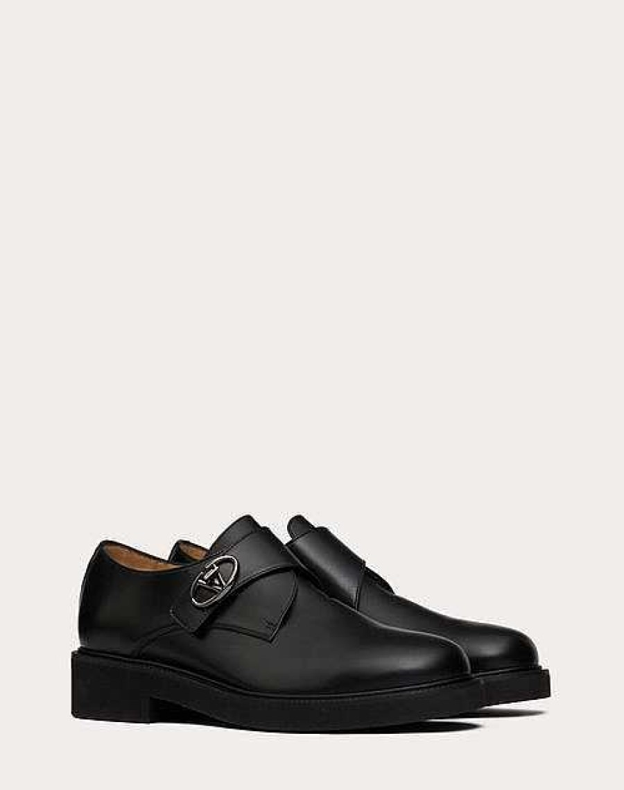 Valentino Single Monk Strap Vlogo Locker In Calfskin | Lace-Ups And Loafers