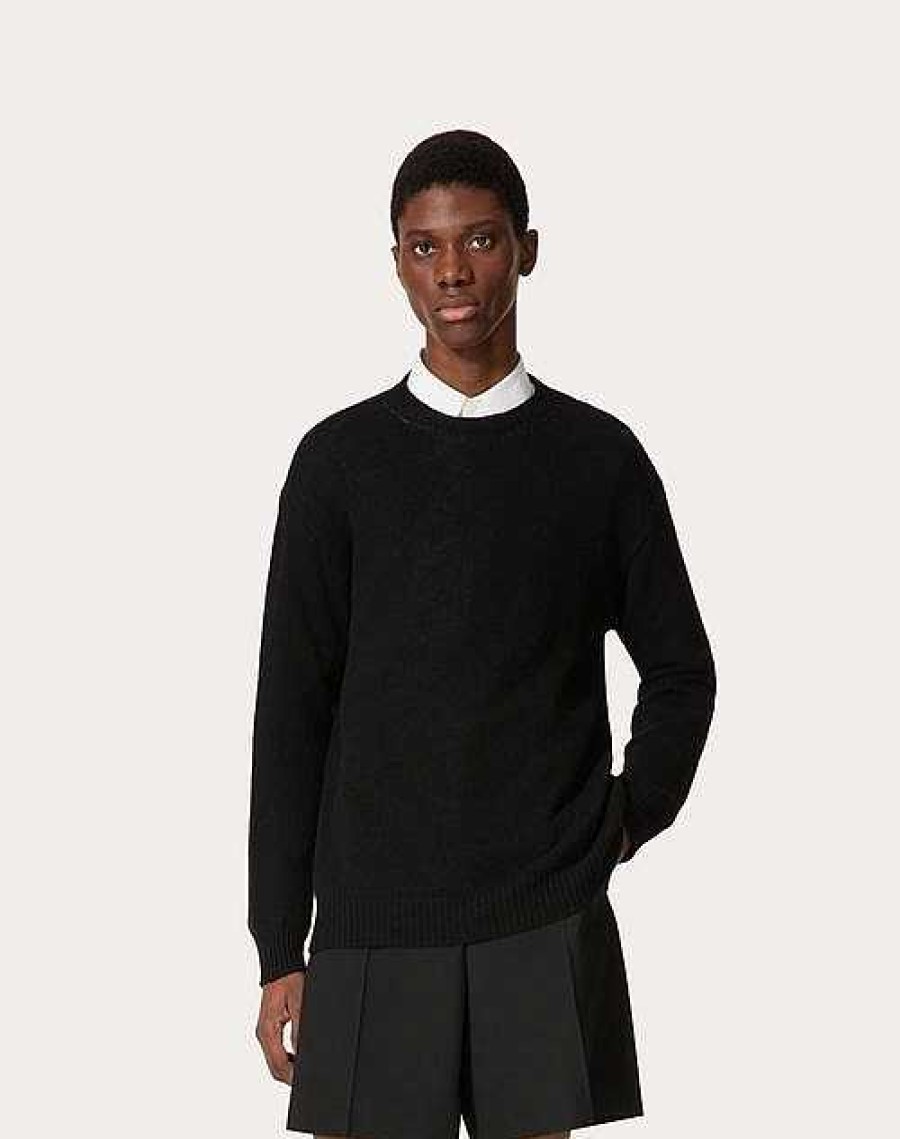 Valentino Cashmere Crewneck Sweater With Stud | Knitwear