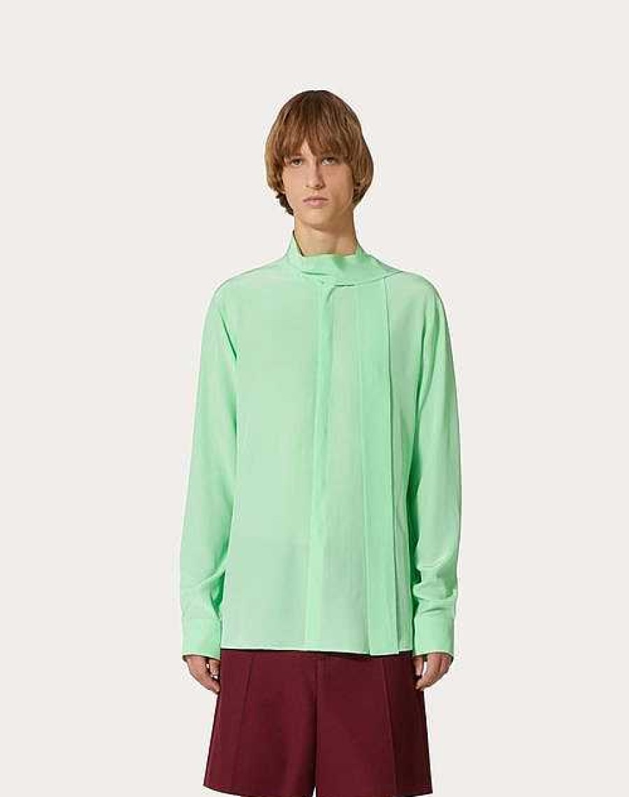 Valentino Washed Silk Shirt With Neck Tie | Shirts