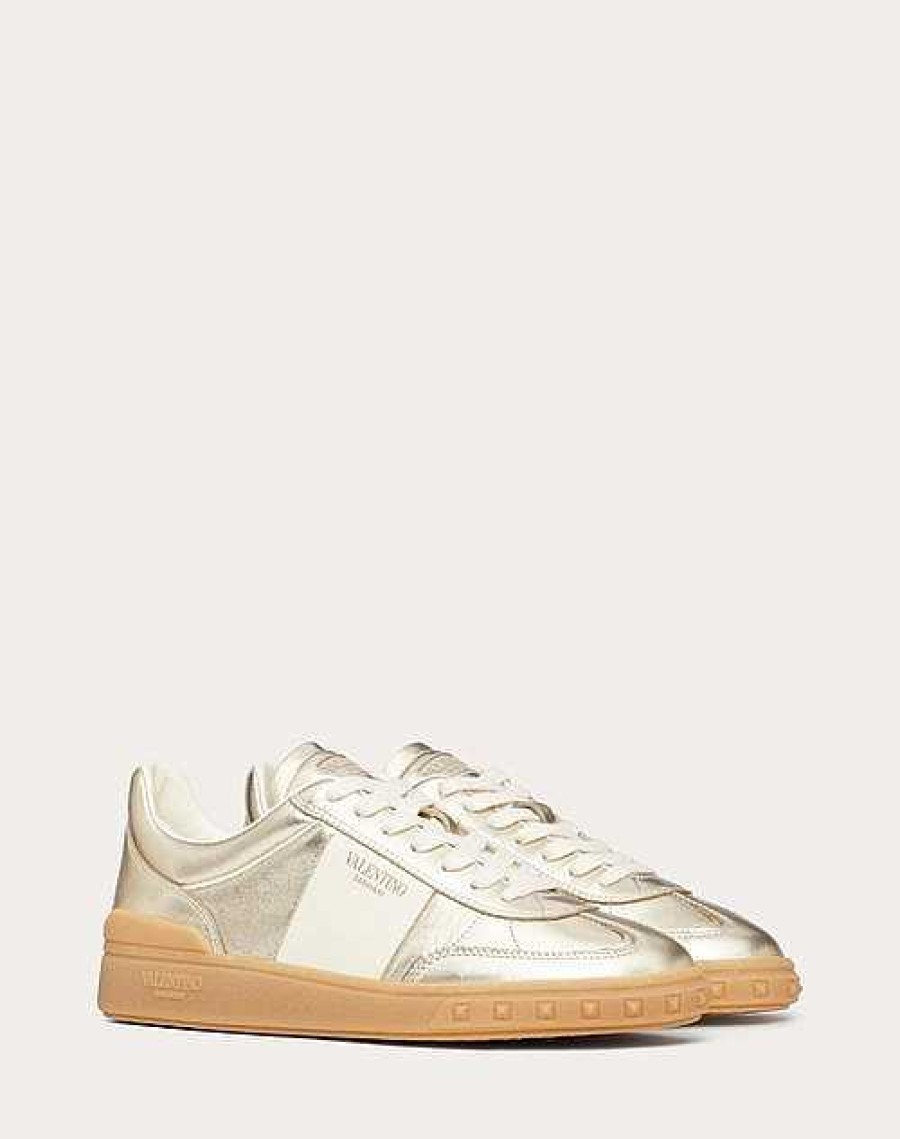 Valentino Upvillage Sneaker In Laminated Calfskin With Nappa Calfskin Leather Band | Sneakers