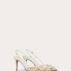 Valentino Vlogo Signature Slingback Pump In Toile Iconographe Raffia 80Mm | Pumps