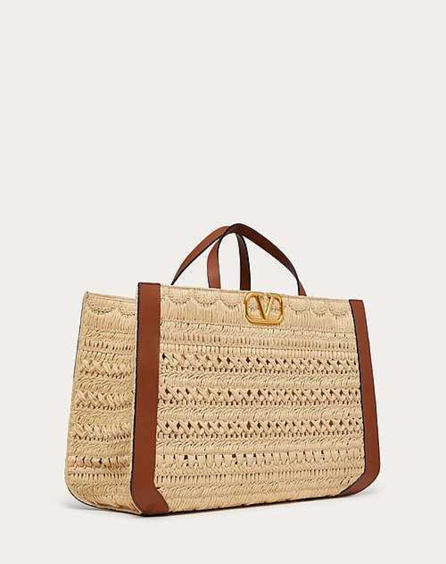 Valentino Vlogo Signature Embroidered Raffia Handbag | Totes