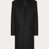 Valentino Single Breasted Coat In Double-Faced Wool And Cashmere With Untitled Studs | Coats And Blazers