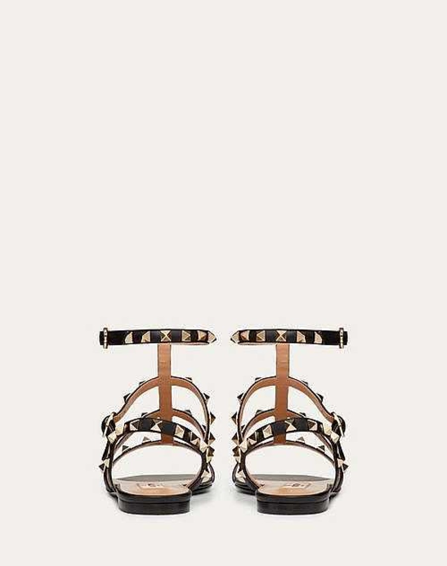 Valentino Rockstud Flat Calfskin Sandal With Straps | Sandals