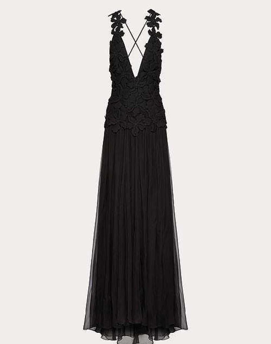 Valentino Embroidered Crepe Couture Long Dress | Gowns