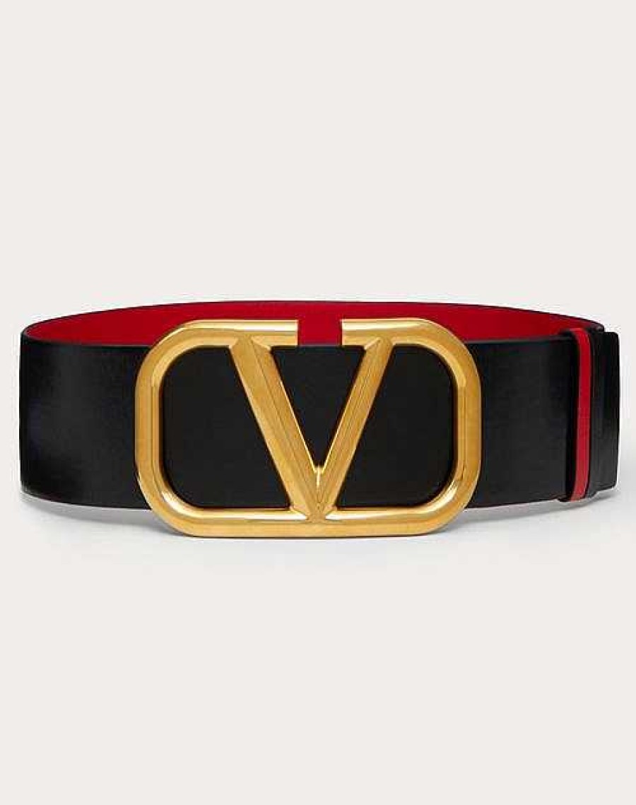 Valentino Reversible Vlogo Signature Belt In Glossy Calfskin 70 Mm | Belts