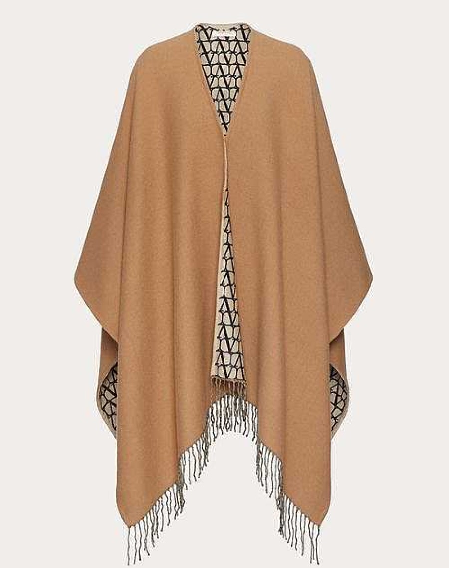 Valentino Double Toile Iconographe Poncho In Wool, Silk And Cashmere | Coats And Outerwear