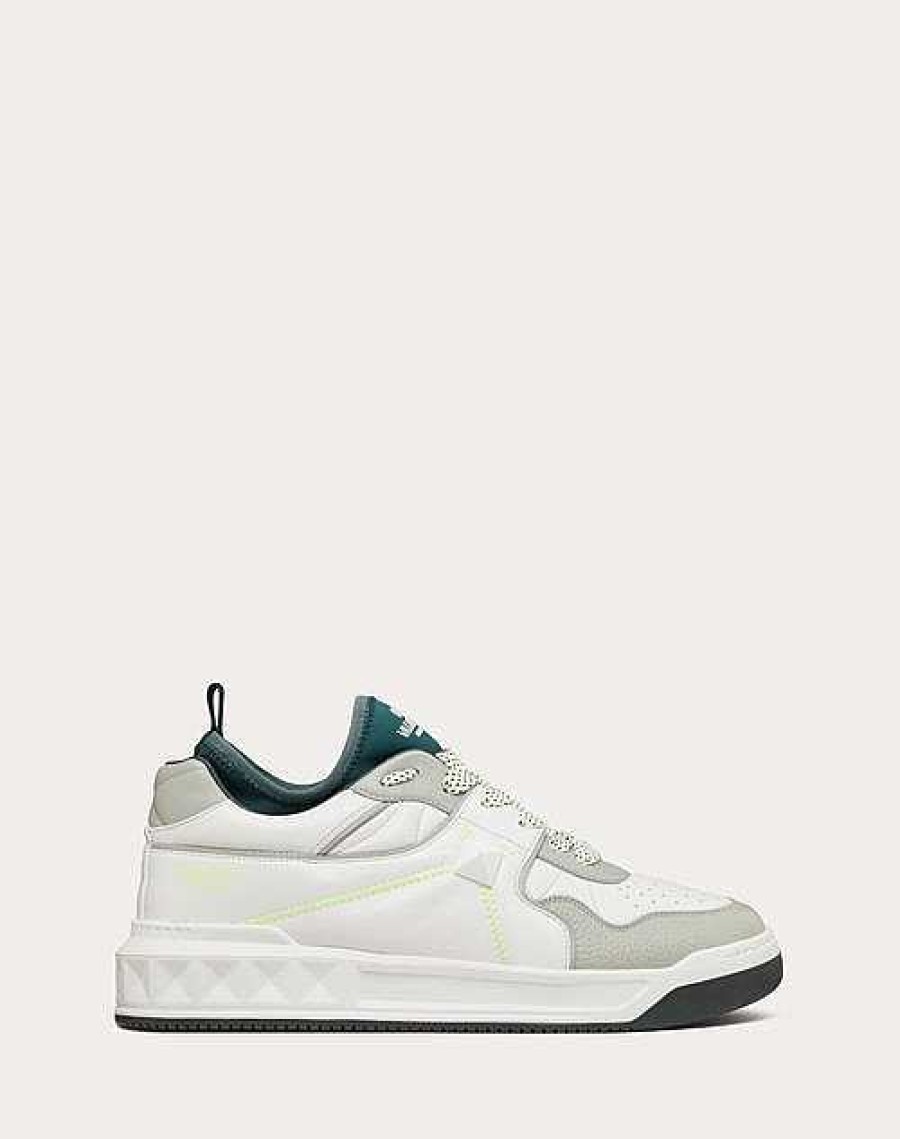 Valentino One Stud Mid-Top Sneaker In Nappa Leather And Fabric | Sneakers