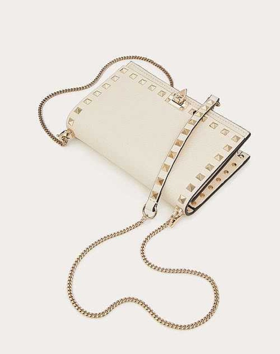 Valentino Grainy Calfskin Pouch With Rockstud Chain | Mini Bags