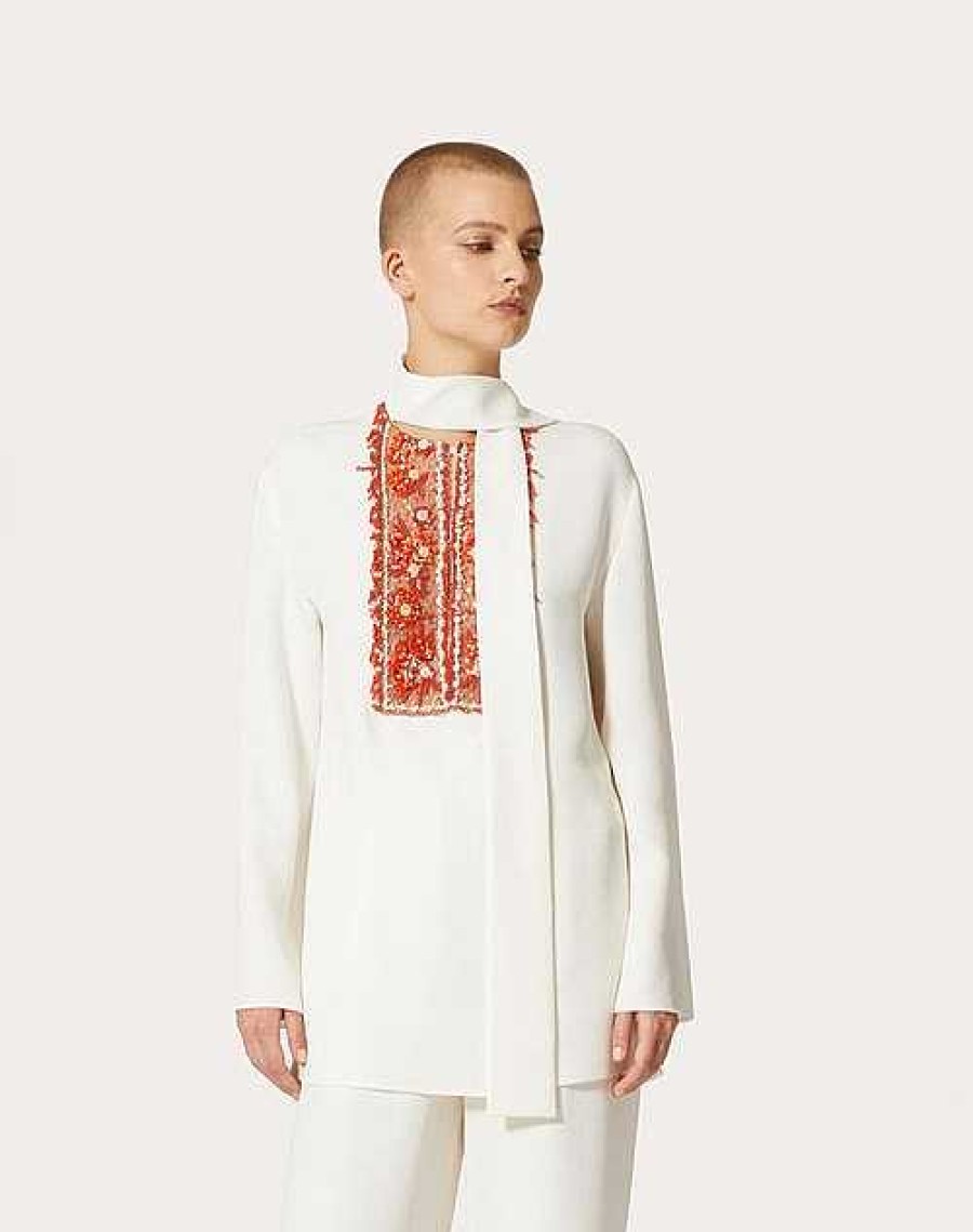 Valentino Embroidered Cady Couture Top | Shirts And Tops