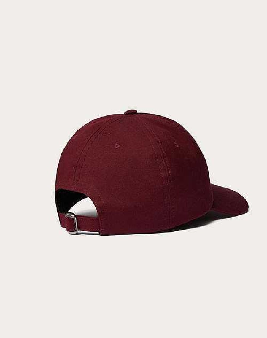 Valentino V Detail Cotton Baseball Cap With Metal V Applique | Hats And Gloves