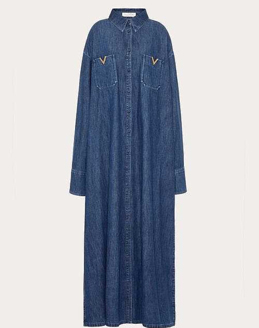 Valentino Chambray Denim Long Dress | Denim