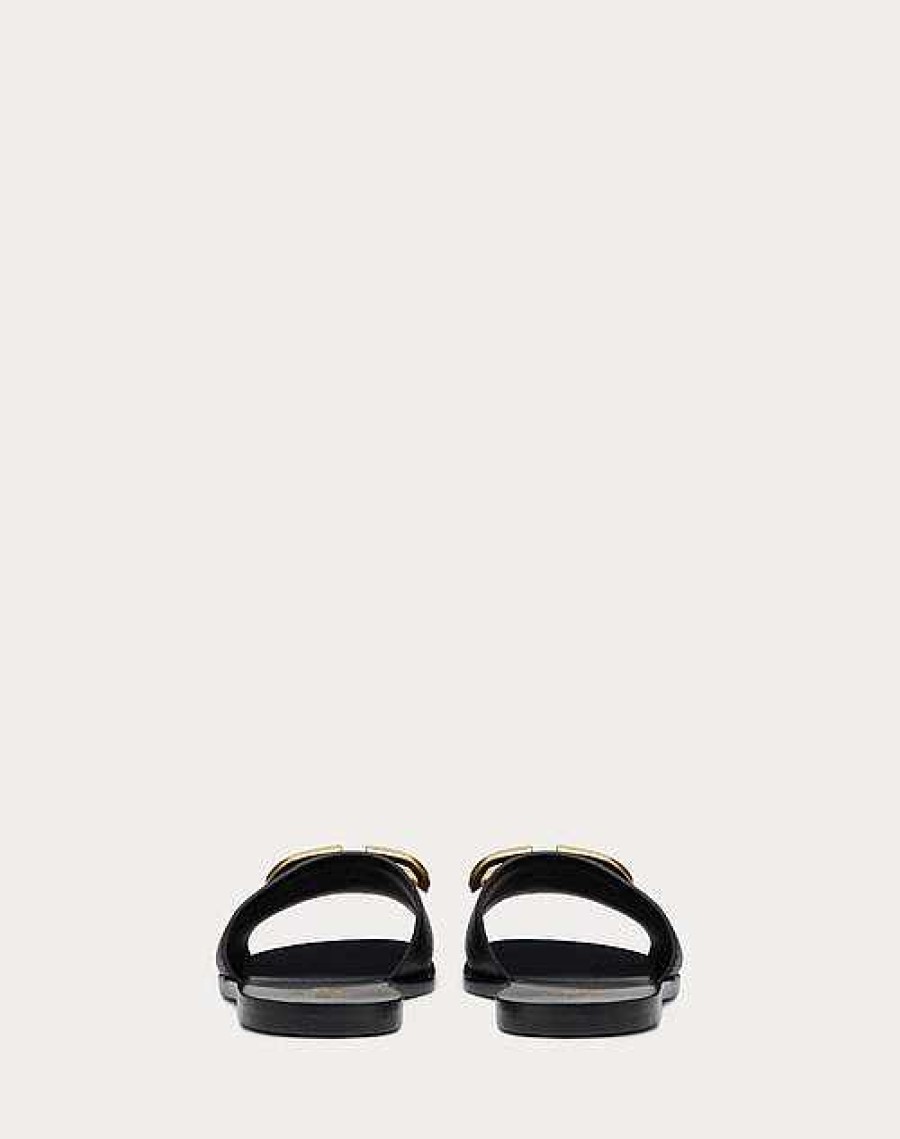 Valentino Vlogo Signature Slide Sandal In Grainy Cowhide With Accessory | Slides And Thongs