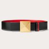 Valentino Reversible One Stud Belt In Glossy Calfskin 40 Mm | Belts