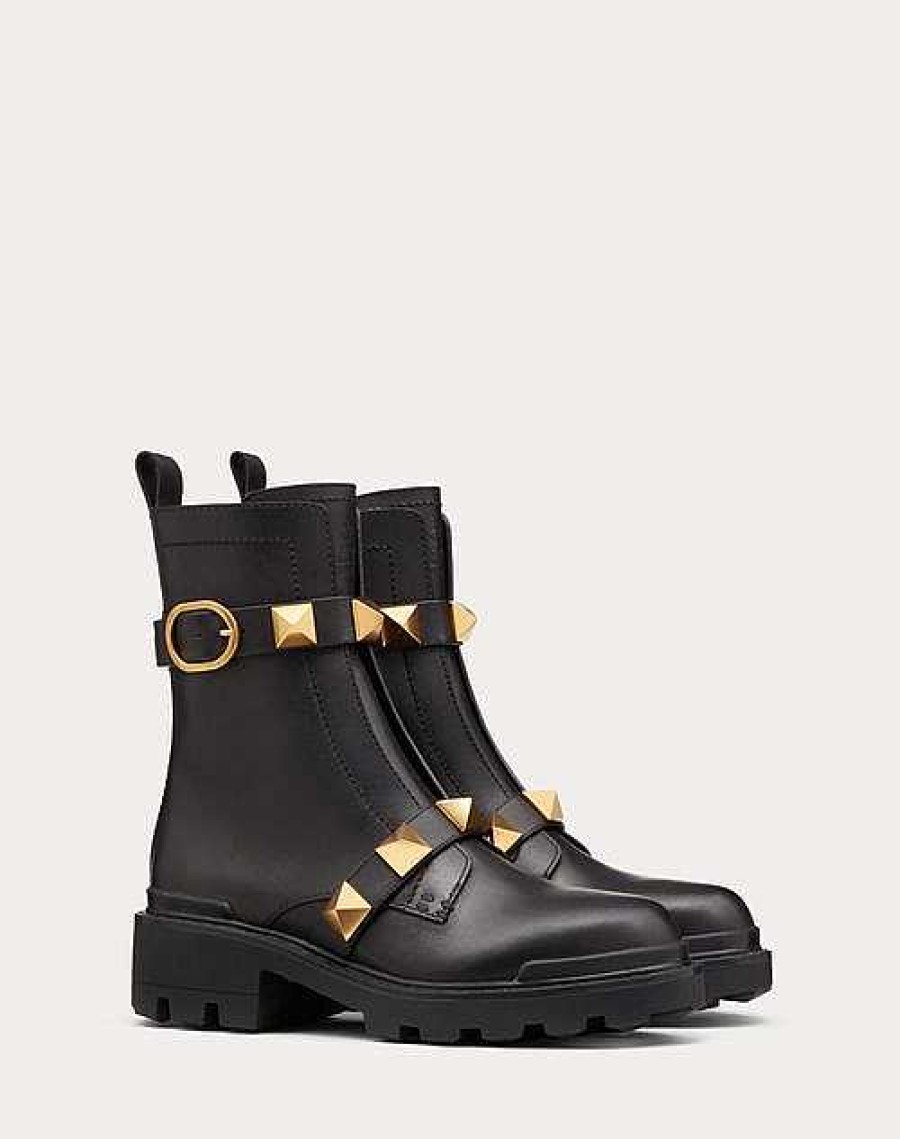 Valentino Roman Stud Calfskin Combat Boot 40Mm | Boots