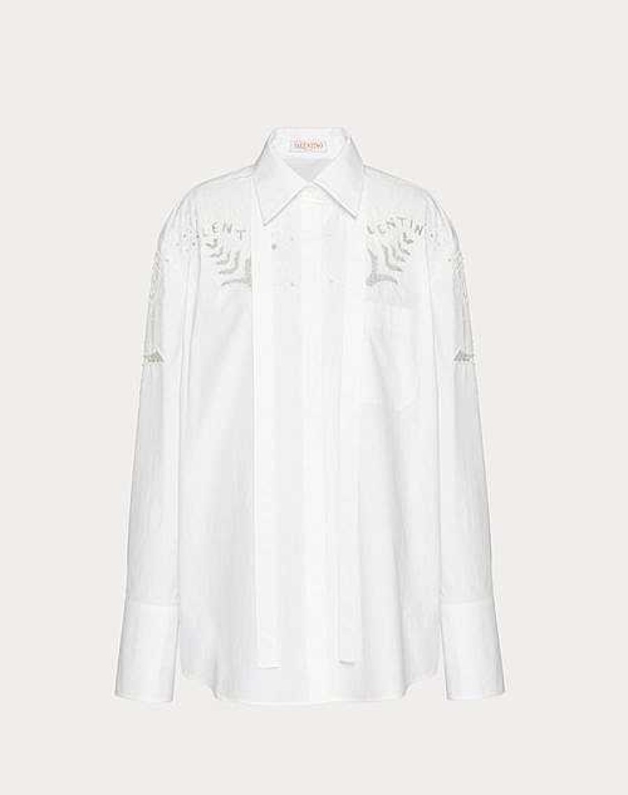 Valentino Embroidered Cotton Popeline Shirt | Shirts And Tops