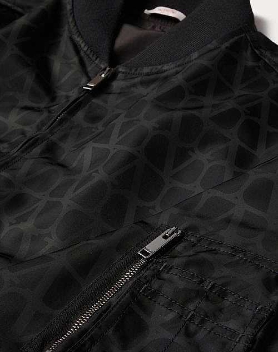 Valentino Nylon Bomber Jacket With Toile Iconographe Print | Outerwear