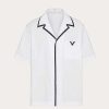 Valentino Cotton Poplin Bowling Shirt With Rubberized V Detail | Shirts