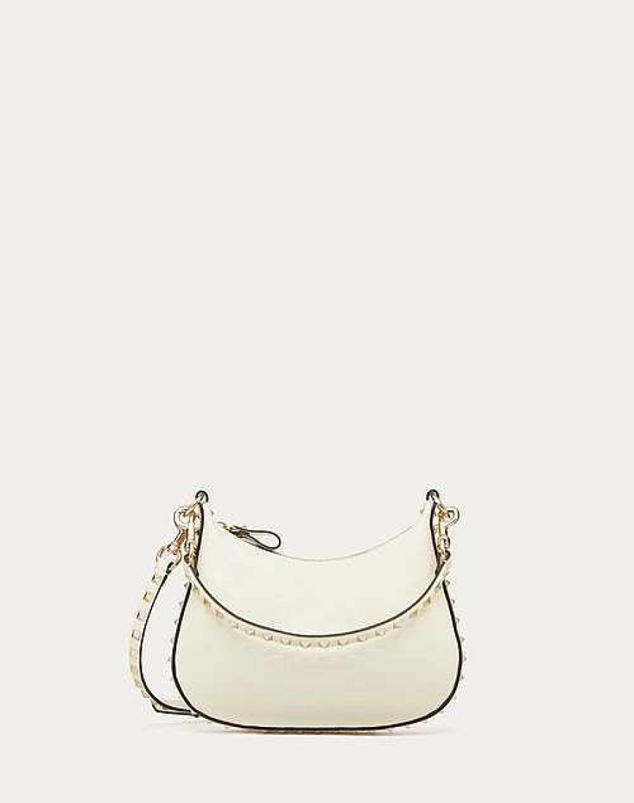 Valentino Small Rockstud Hobo Bag In Grainy Calfskin | Shoulder Bags