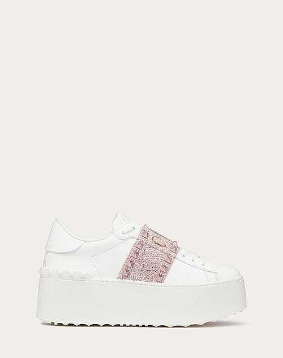 Valentino Flatform Rockstud Untitled Sneaker In Calfskin With Micro Studs | Sneakers