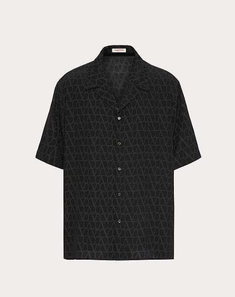 Valentino Silk Bowling Shirt In Toile Iconographe Print | Shirts