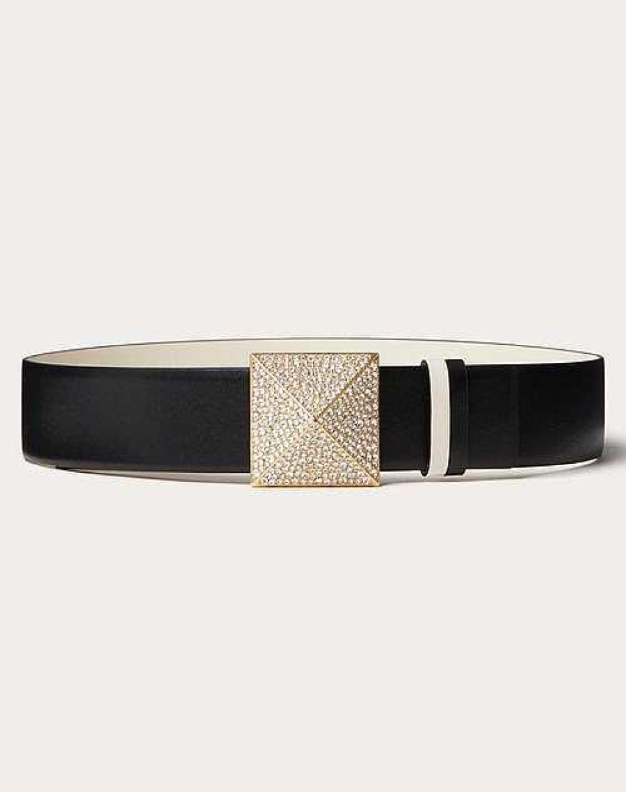 Valentino One Stud Reversible Shiny Calfskin Belt 40Mm | Belts