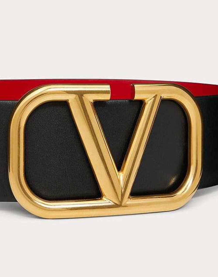 Valentino Reversible Vlogo Signature Belt In Glossy Calfskin 70 Mm | Belts