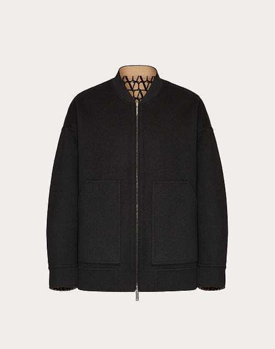 Valentino Reversible Double-Faced Wool Jacket With Toile Iconographe Pattern | Outerwear