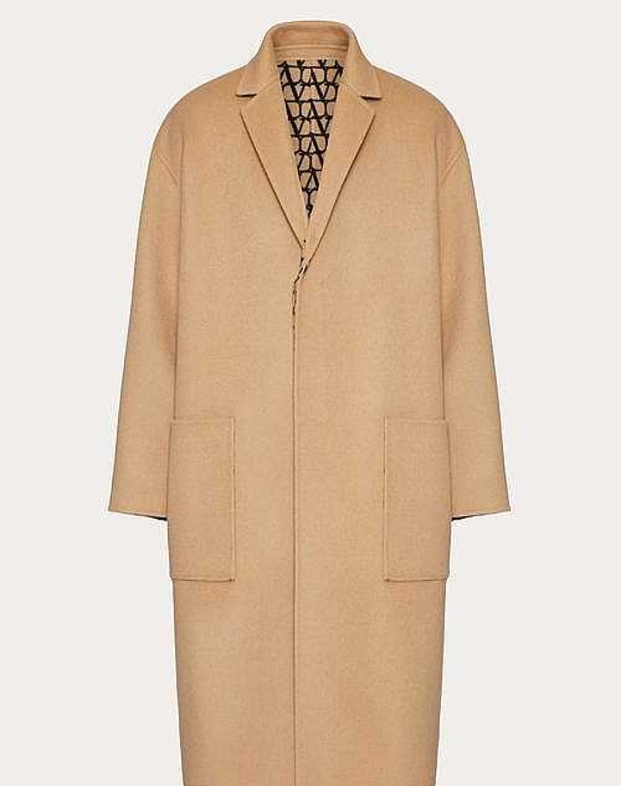 Valentino Reversible Double-Faced Wool Coat With Toile Iconographe Pattern | Coats And Blazers