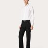 Valentino Long Sleeve Cotton Shirt With Black Untitled Studs On Collar | Shirts