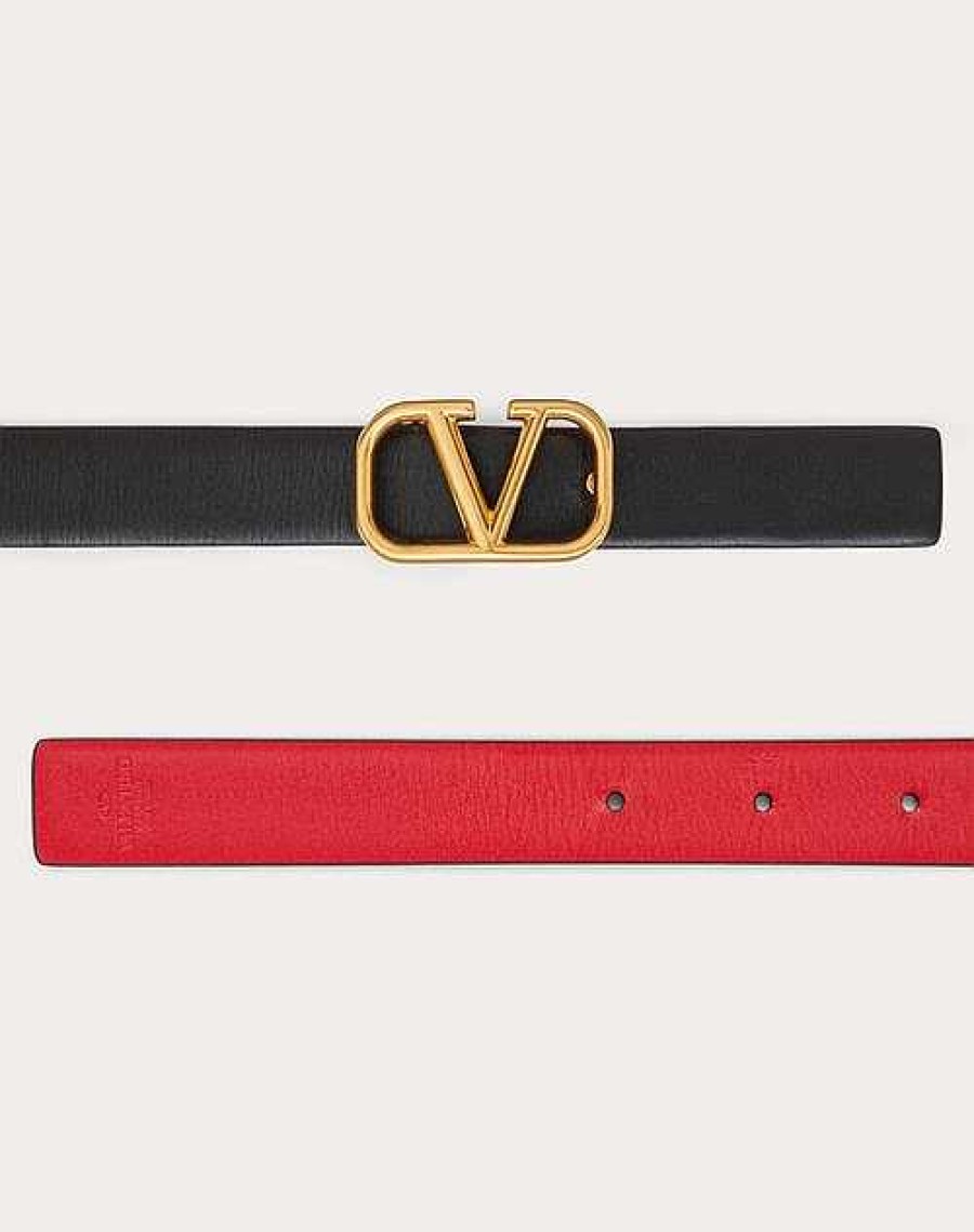 Valentino Reversible Vlogo Signature Belt In Glossy Calfskin 20 Mm | Belts