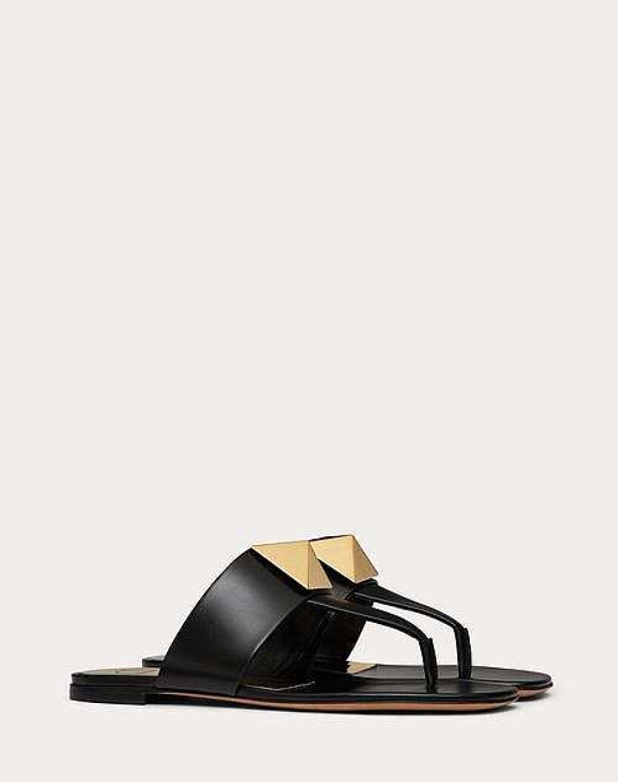 Valentino One Stud Calfskin Flat Thong Sandal | Slides And Thongs