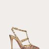 Valentino Rockstud Tweed Pump With Straps 100Mm | Pumps