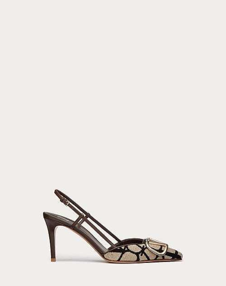 Valentino Vlogo Signature Slingback Pump In Toile Iconographe 80Mm | Pumps