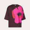 Valentino Mercerized Cotton T-Shirt With Valentino Flower Portrait Print | T-Shirts And Sweatshirts