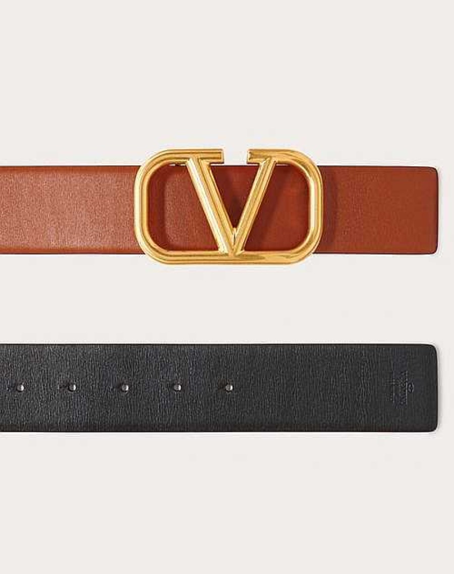 Valentino Reversible Vlogo Signature Belt In Glossy Calfskin 40 Mm | Belts