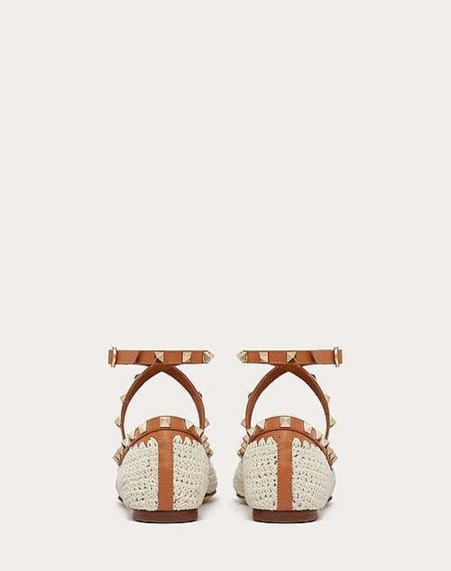 Valentino Rockstud Ballerina With Crochet Embroidery | Ballerinas