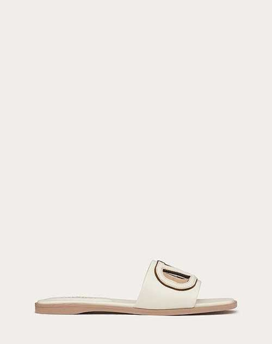 Valentino Vlogo Cut-Out Calfskin Slide Sandal | Slides And Thongs