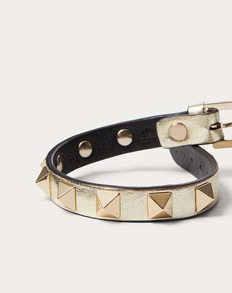 Valentino Rockstud Laminated Leather Bracelet | Jewelry