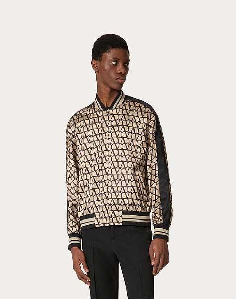 Valentino Viscose Bomber Jacket With Toile Iconographe Print | Outerwear