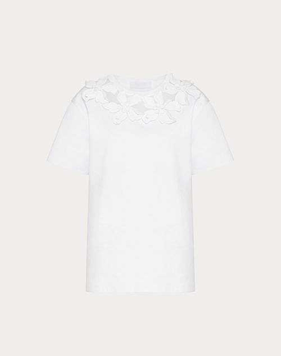 Valentino Embroidered Cotton Jersey T-Shirt | T-Shirts And Sweatshirts