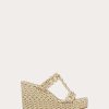 Valentino Rockstud Laminated Nappa Wedge Sandal 90 Mm | Espadrilles And Wedges