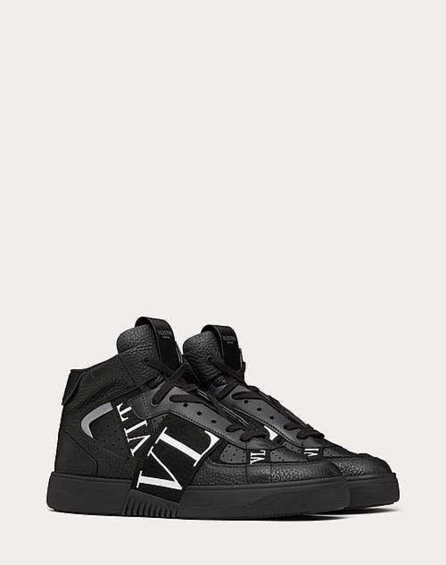 Valentino Mid-Top Calfskin Vl7N Sneaker With Bands | Sneakers