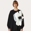 Valentino Cotton Crewneck Sweatshirt With Valentino Flower Portrait Print | T-Shirts And Sweatshirts