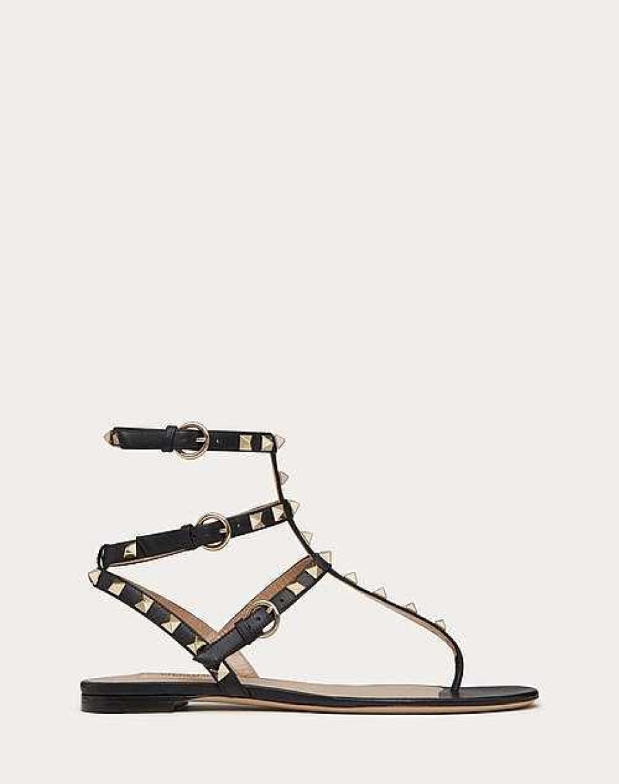 Valentino Rockstud Calfskin Flat Flip-Flop Sandal | Sandals