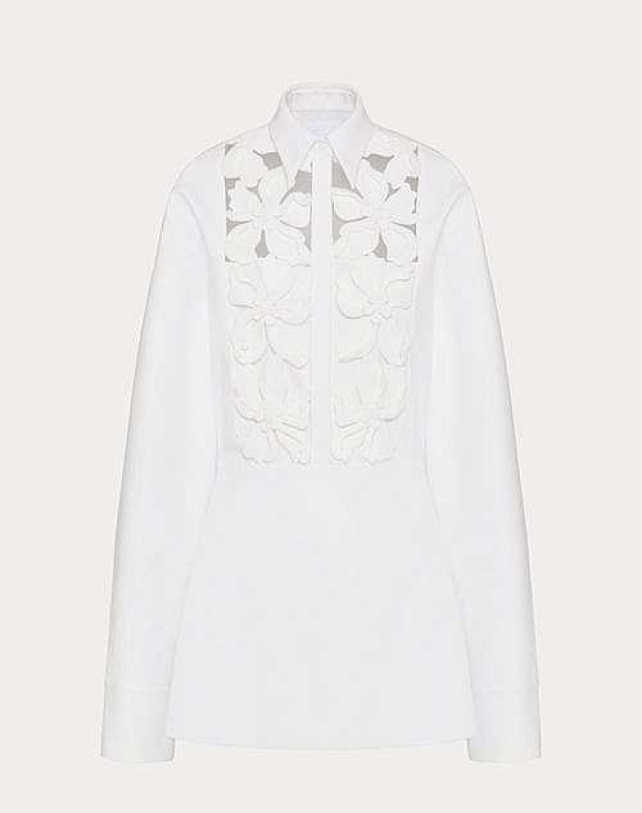 Valentino Embroidered Compact Popeline Short Dress | Dresses