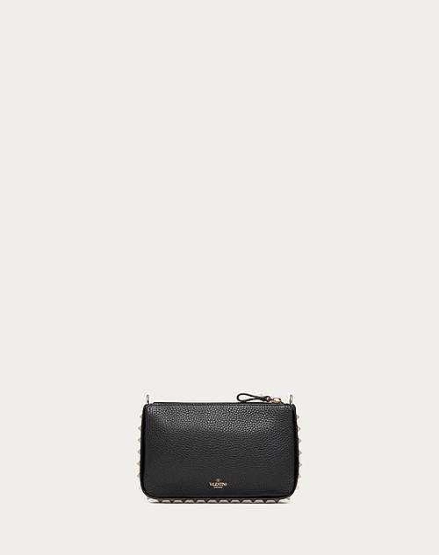 Valentino Grainy Calfskin Pouch With Rockstud Chain | Mini Bags