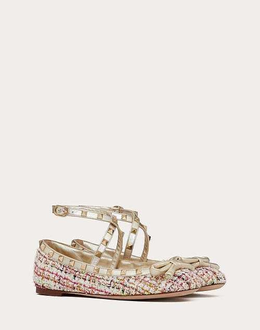 Valentino Rockstud Tweed Ballerina | Ballerinas